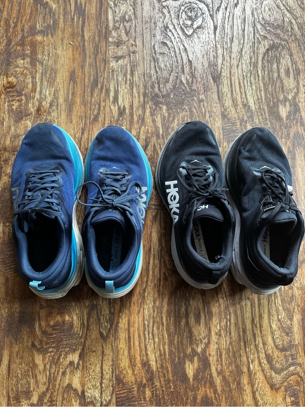 Lot of 2 pairs men’s size 11 2E Hoka Bondi 8 well worn shoes